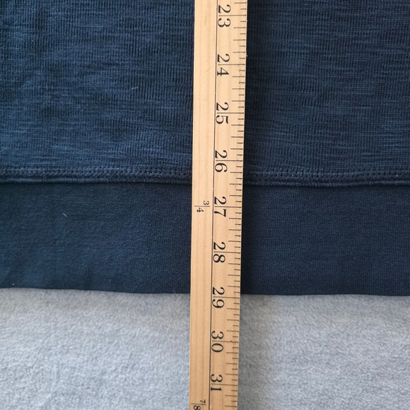 Orvis Mens XL Navy Blue Textured Quarter Zip Pullover Sweater Fish Logo - Picture 8 of 8